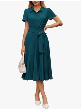 NWT Grace Karin Pleated Shirt Dress